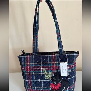 Vera Bradley Tartan Tote - Black, Red, and Green